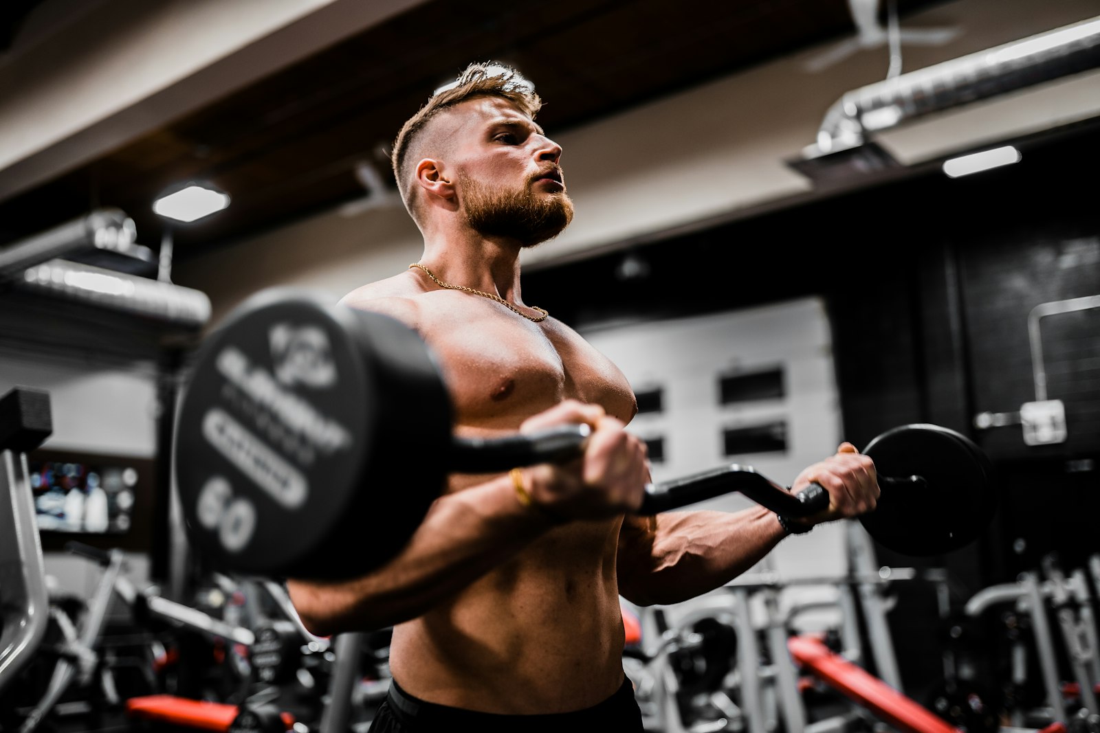 Close view of a dumbbell during a gym workout